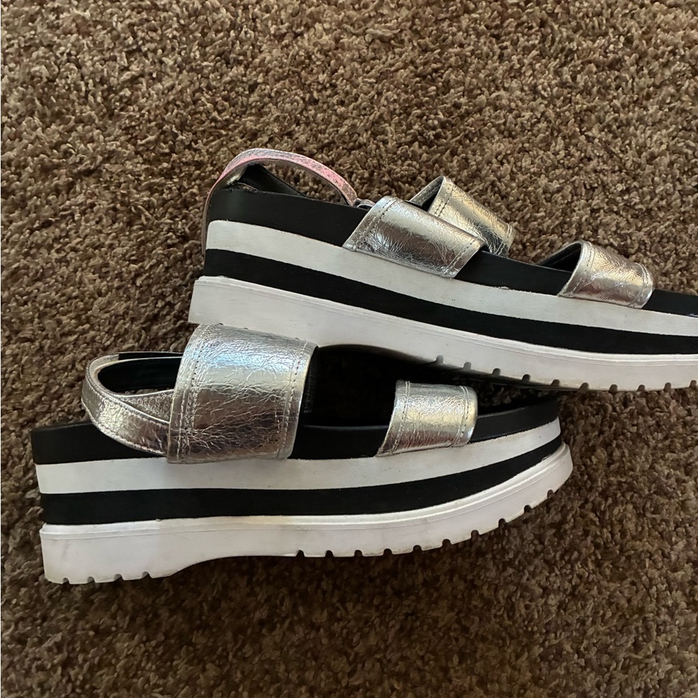 Calvin Klein Collection Silver and Black Sandals